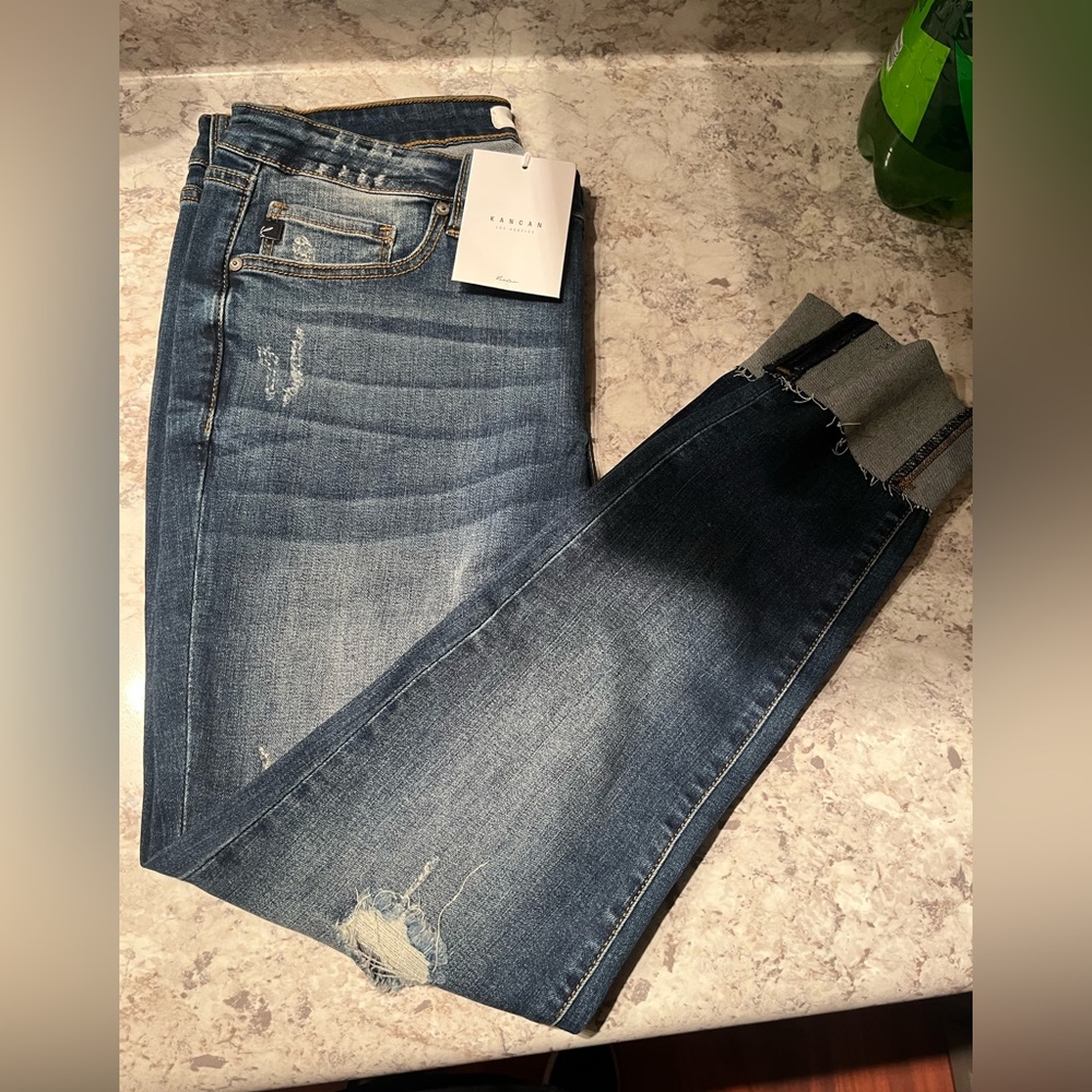 Cuffed, distressed KanCan jeans